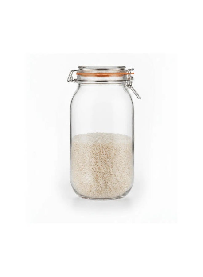 Danny Home Cylinder Glass Storage Jar – 2 Litre | Airtight Clamp Lid with Silicone Seal - Image 1